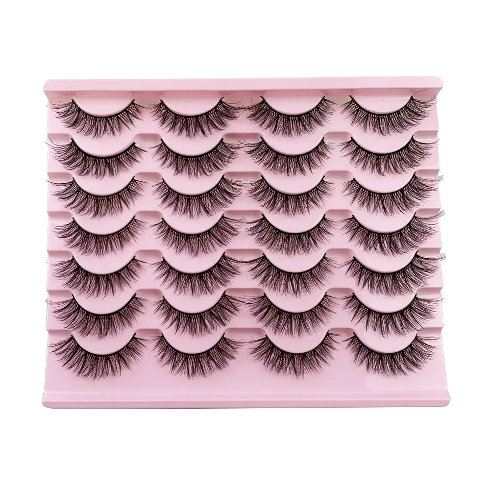 14 Pairs Fluffy Messy Strip Lashes – Volumizing Curling False Eyelashes, Wispy Thick Eye Lashes Pack, Reusable Faux Mink Lashes for Everyday Glam